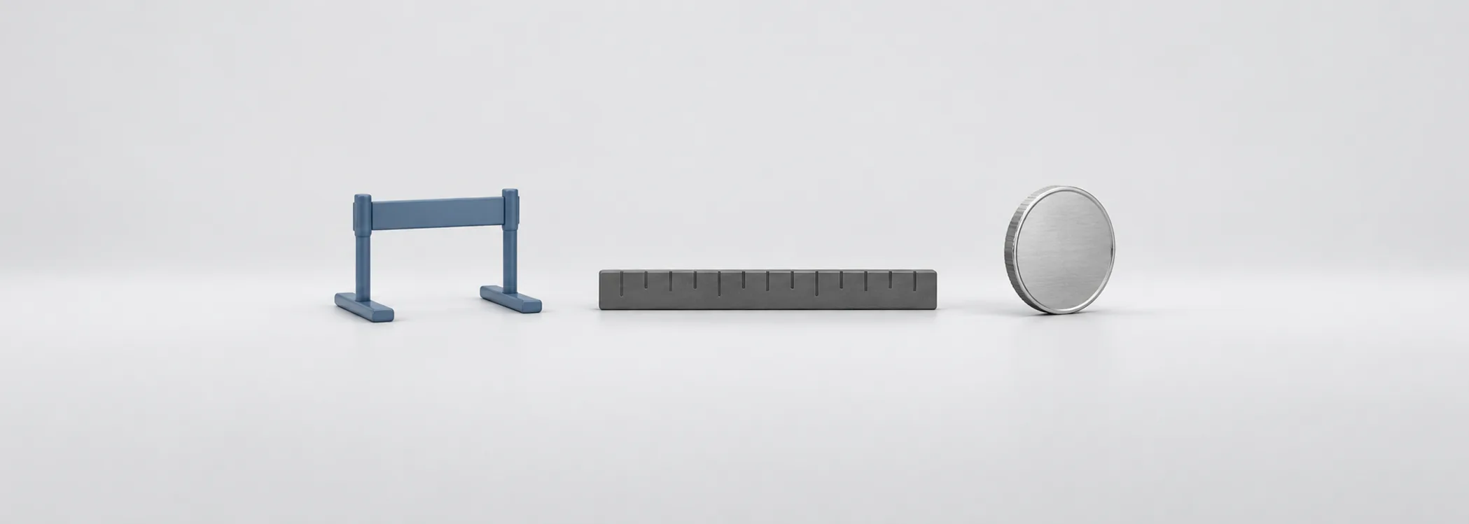 A steel-blue hurdle, graphite measuring bar and silver coin represent the different bars an earnings result must clear.