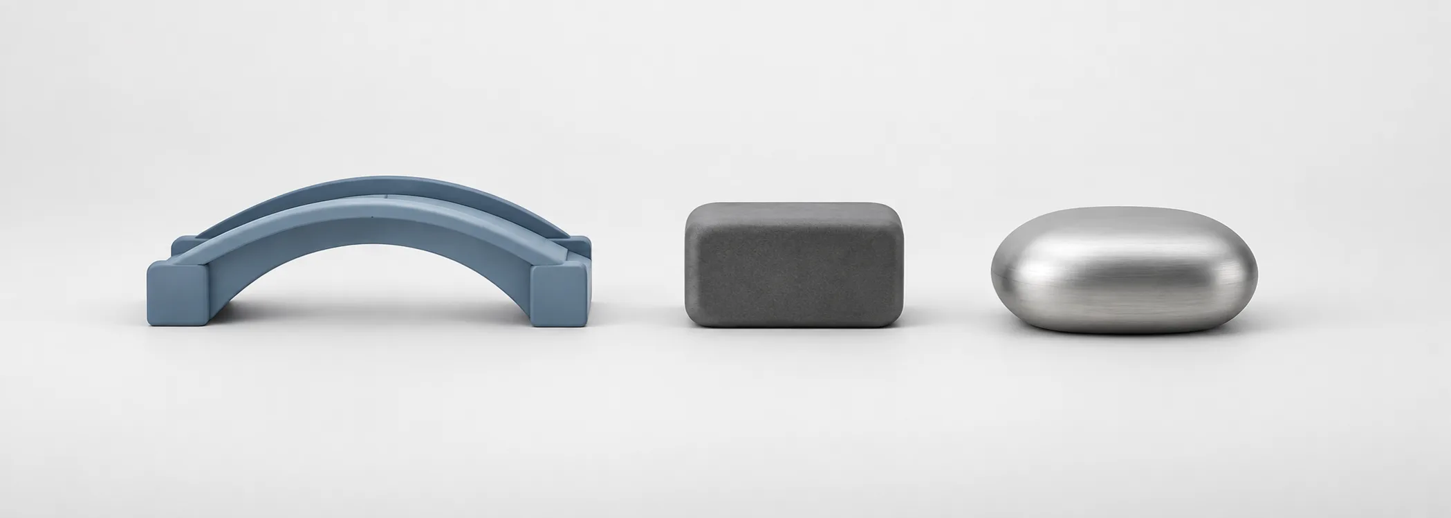 A steel-blue bridge, graphite support block, and silver cushion symbolize room for error in a value estimate.