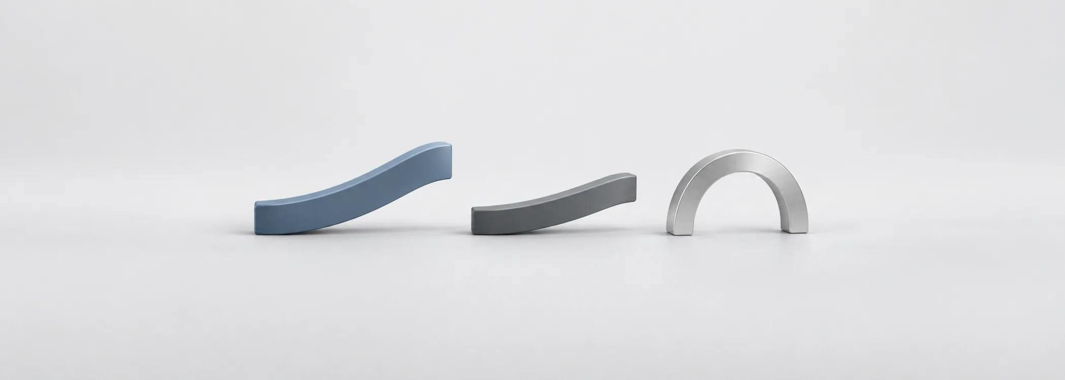 Steel-blue and graphite ribbons beside a silver measuring arc, representing price paths and relative comparison.